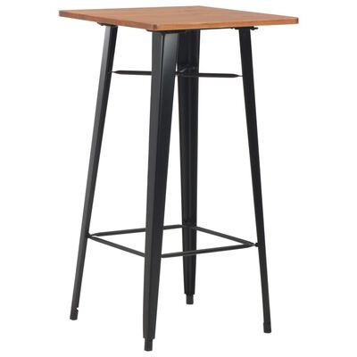 vidaXL Barski stol crni 60 x 60 x 108 cm od masivne borovine i čelika