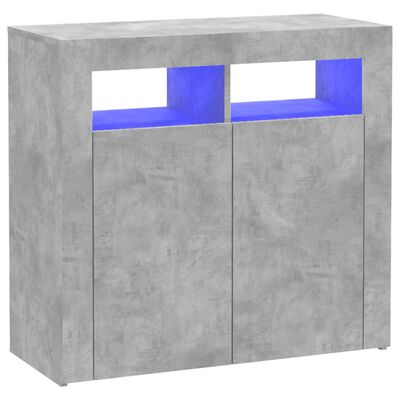 vidaXL Komoda s LED svjetlima siva boja betona 80 x 35 x 75 cm