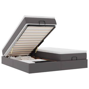 vidaXL Otomanski okvir kreveta s madracima sivi 180x200cm umjetna koža