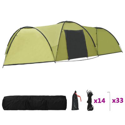 vidaXL Iglu šator za kampiranje 650 x 240 x 190 cm za 8 osoba zeleni