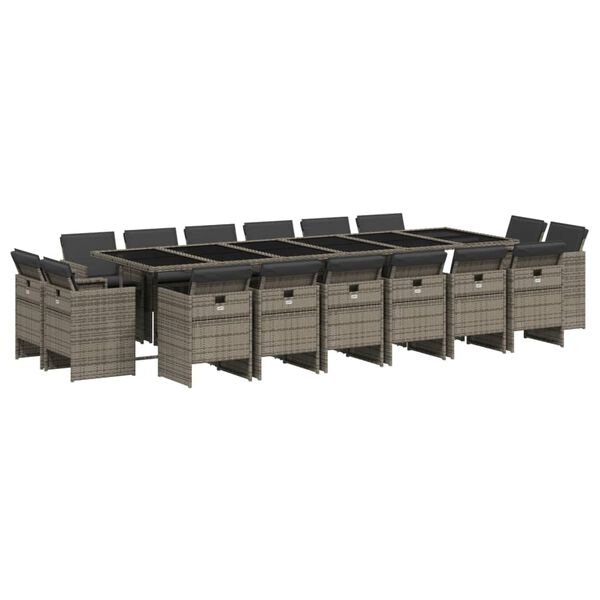 vidaXL 17-dijelni vrtni blagovaonski set s jastucima poliratan sivi