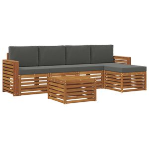 vidaXL Set vanjskih sofa s jastukom 6 pcs Prirodna i antracit