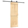 vidaXL Klizna vrata Prirodna i crna 70 x 210 cm Čvrsta borovina