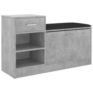 vidaXL Klupa za cipele siva boja betona 94,5 x 31 x 57 cm drvena