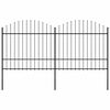 vidaXL Vrtna ograda s vrhom koplja Čelik 337x175 cm Crna