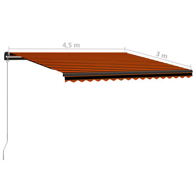 vidaXL Tenda na ručno uvlačenje LED 450 x 300 cm narančasto-smeđa