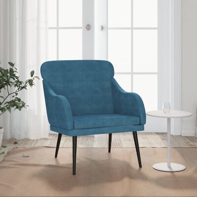 vidaXL Fotelja plava 63 x 76 x 80 cm baršunasta