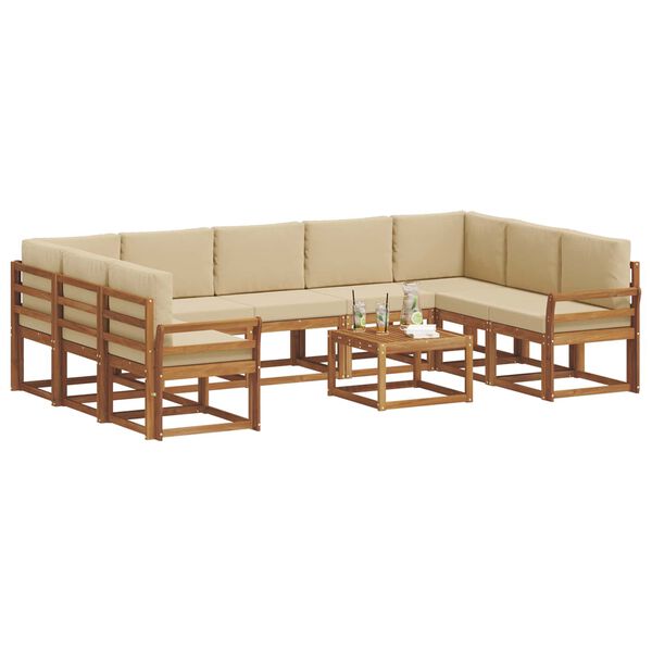 vidaXL Set vanjskih sofa s jastukom 10 pcs Prirodna i bež