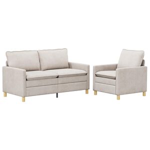 vidaXL Set sofe 2 pcs Krem Poliester
