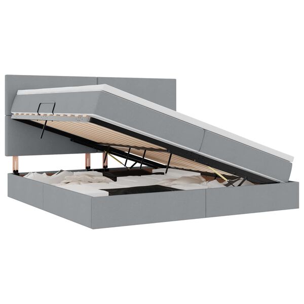 vidaXL Krevet s madracem i skladi&scaron;tem Svijetlo siva 200 x 200 cm