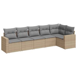 vidaXL 6-dijelni set vrtnih sofa s jastucima bež od poliratana