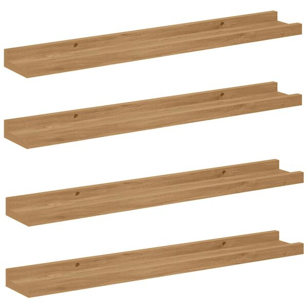 vidaXL Polica na zidu 4 pcs Smeđa 60 x 9 x 3 cm Konstruirano drvo