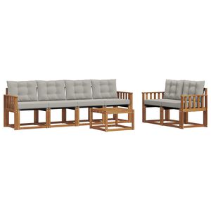 vidaXL Set vanjskih sofa s jastukom 7 pcs Prirodna i svijetlo siva