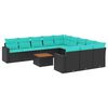 vidaXL 12-dijelni set vrtnih sofa s jastucima poliratan crni
