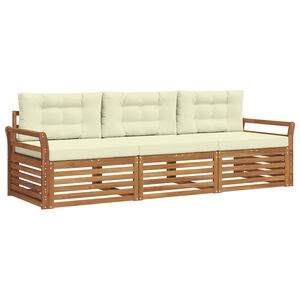 vidaXL Set vanjskih sofa s jastukom 3 pcs Prirodna i krem