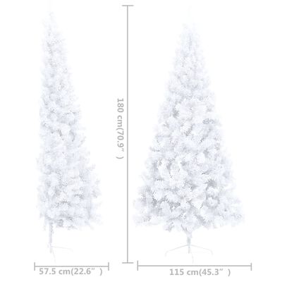 vidaXL Umjetna osvijetljena polovica božićnog drvca bijela 180 cm