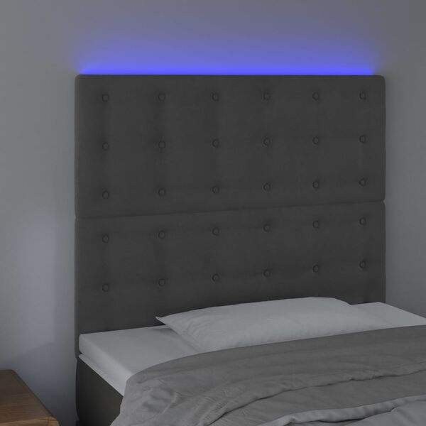 vidaXL LED uzglavlje tamnosivo 80x5x118/128 cm baršunasto