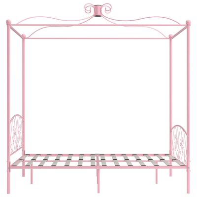 vidaXL Okvir za krevet s nadstrešnicom ružičasti metalni 120 x 200 cm