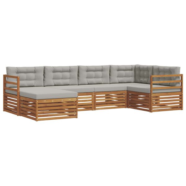 vidaXL Set vanjskih sofa s jastukom 6 pcs Prirodna i svijetlo siva