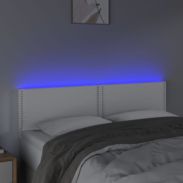vidaXL LED uzglavlje bijelo 144 x 5 x 78/88 cm od umjetne kože