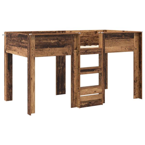 vidaXL Krevet na kat za djecu s madracem Staro drvo 100 x 200 cm