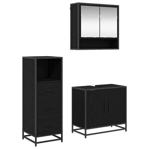 vidaXL Set namje&scaron;taja za kupaonicu 3 kom. Crni hrast 65 x 33 x 60 cm
