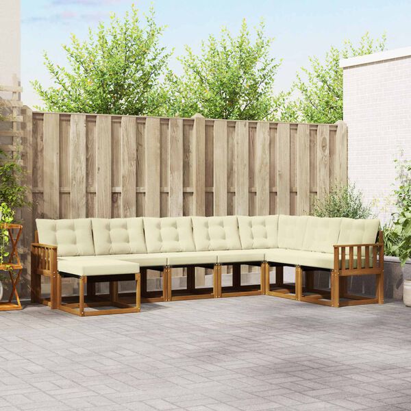 vidaXL Set vanjskih sofa s jastukom 8 pcs Prirodna i krem