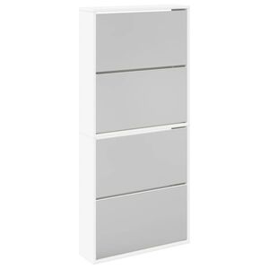 vidaXL Ormarić za cipele s 4 razine i ogledalom 63x17x134 cm bijeli
