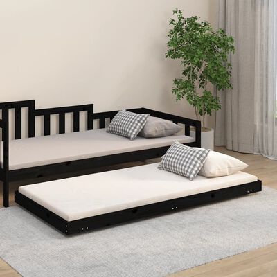 vidaXL Okvir za krevet crni 75 x 190 cm od masivne borovine