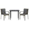 vidaXL 3-dijelni vrtni blagovaonski set crno-sivi od poliratana
