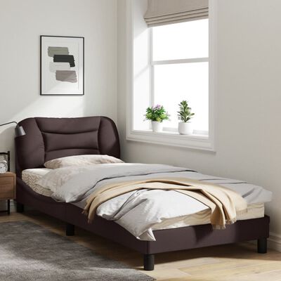 vidaXL Okvir za krevet s uzglavljem tamnosmeđi 90x200 cm od tkanine