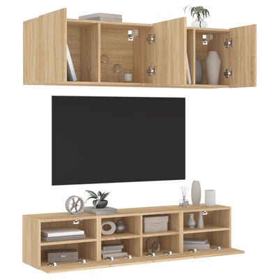 vidaXL 5-dijelni zidni TV elementi svjetlima boja hrasta drveni