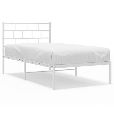vidaXL Metalni okvir za krevet s uzglavljem bijeli 75x190 cm