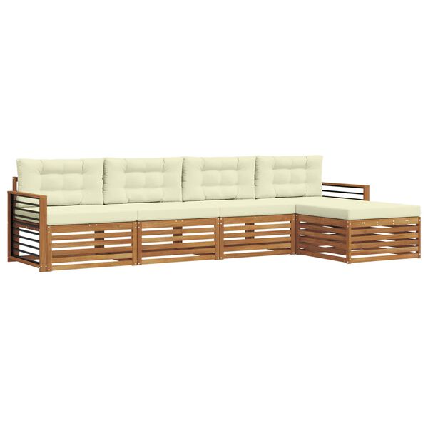 vidaXL Set vanjskih sofa s jastukom 5 pcs Prirodna i krem