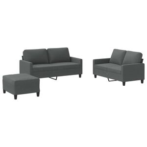 vidaXL 3-dijelni set sofa s jastucima tamnosivi od tkanine