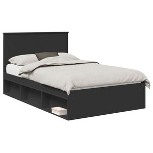 vidaXL Krevetna konstrukcija Crna 135 x 190 cm Čvrsto borovo drvo