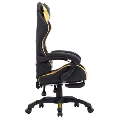 vidaXL Igraća stolica od umjetne kože s osloncem za noge zlatno-crna