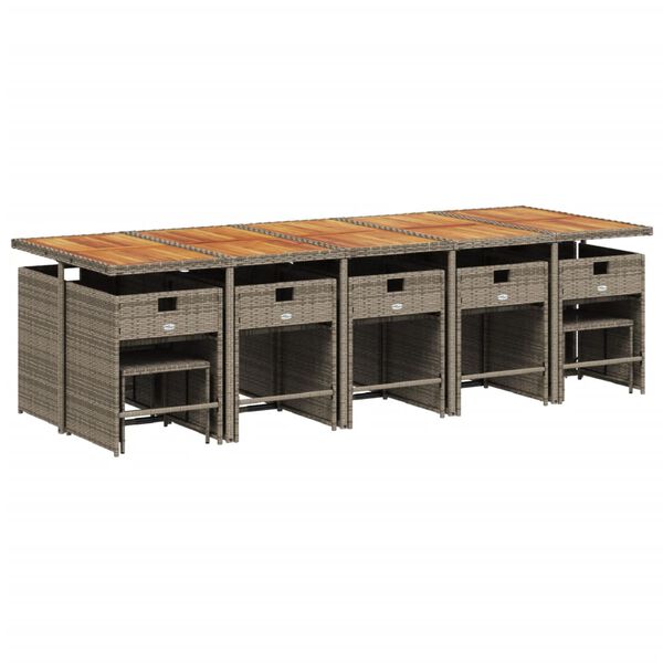 vidaXL 15-dijelni vrtni blagovaonski set s jastucima poliratan sivi