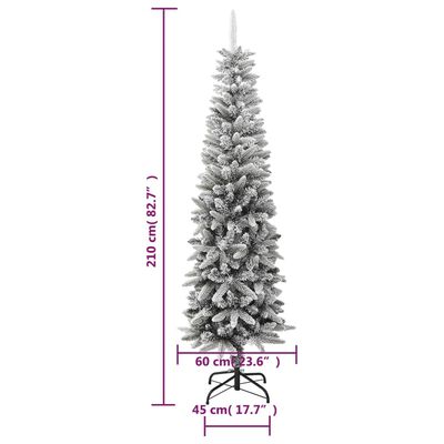 vidaXL Umjetno usko božićno drvce sa snijegom 210 cm PVC i PE