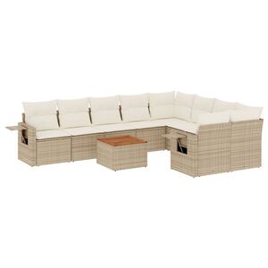 vidaXL 10-dijelni set vrtnih sofa s jastucima bež od poliratana