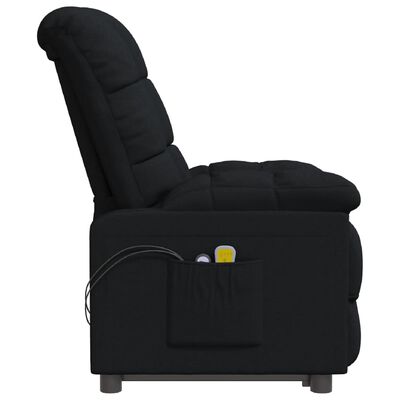 vidaXL Masažna fotelja na podizanje od tkanine crna