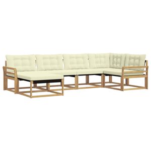 vidaXL Set vanjskih sofa 6 kom. Bijela i krem Čvrsto drvo akacije
