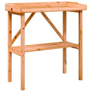 vidaXL Stol za biljke s policom smeđi 78x38x82,5 cm masivna jelovina