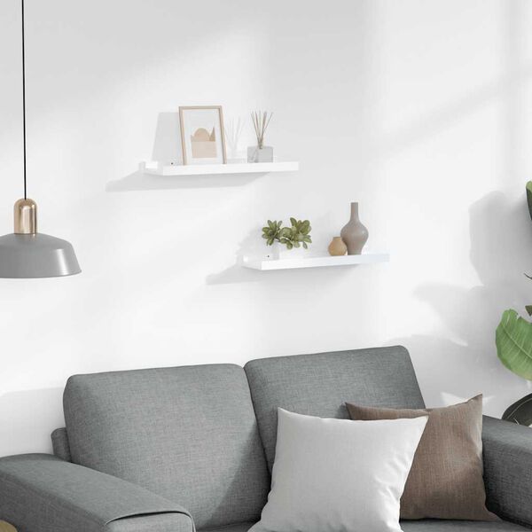 vidaXL Zidne police 2 kom visoki sjaj bijele 40 x 9 x 3 cm