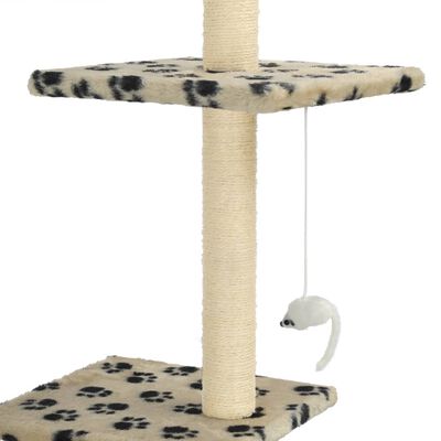 vidaXL Penjalica za mačke sa stupovima za grebanje od sisala 260 cm bež s otiscima šapa