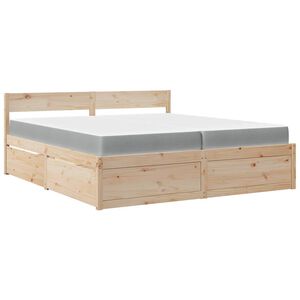 vidaXL Krevet s ladicama i madracem 200 x 200 cm od masivne borovine