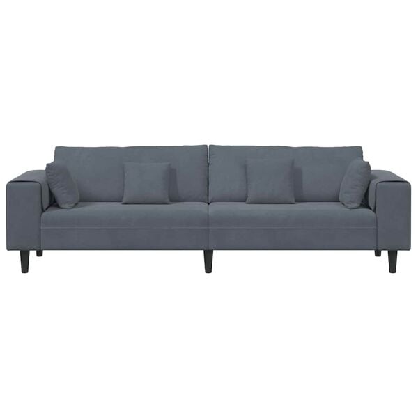 vidaXL Sofa s jastukom Tamno siva 250 x 77 x 76 cm Baršun