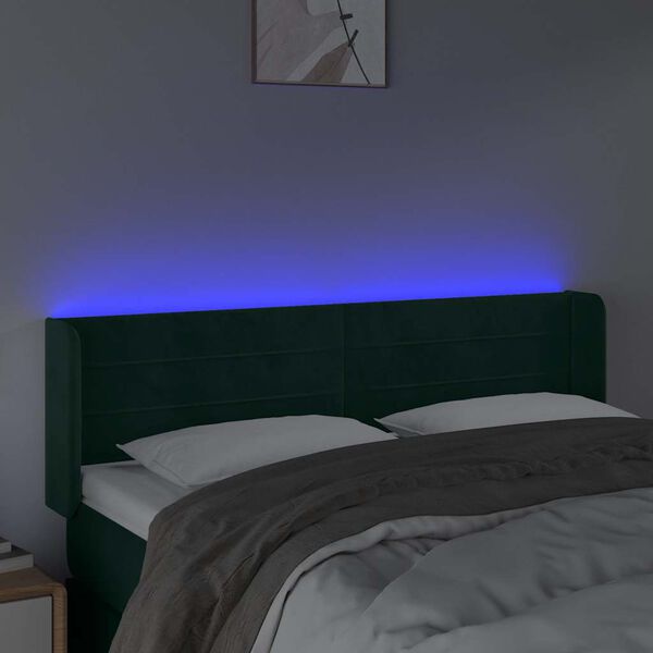 vidaXL LED uzglavlje tamnozeleno 147x16x78/88 cm bar&scaron;unasto