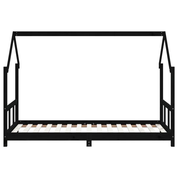 vidaXL Okvir za dječji krevet crni 90 x 190 cm od masivne borovine