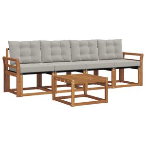 vidaXL Set vanjskih sofa s jastukom 5 pcs Prirodna i svijetlo siva